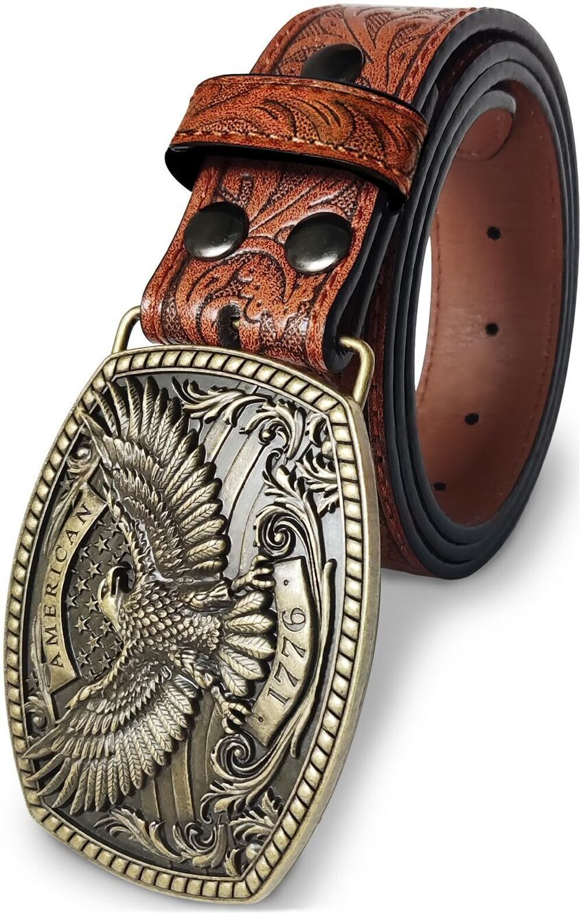 4823 Western Belts Belt Buckle: 1.5" Adjustable Leather Cowboy Belts